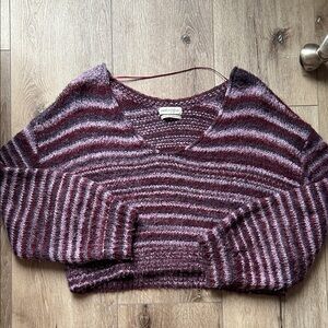 Urban Outfitters Purple Striped V-Neck Sweater